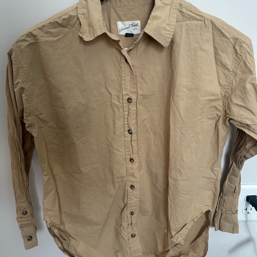 Universal Thread Beige Button-Down Shirt - Picture 2 of 4